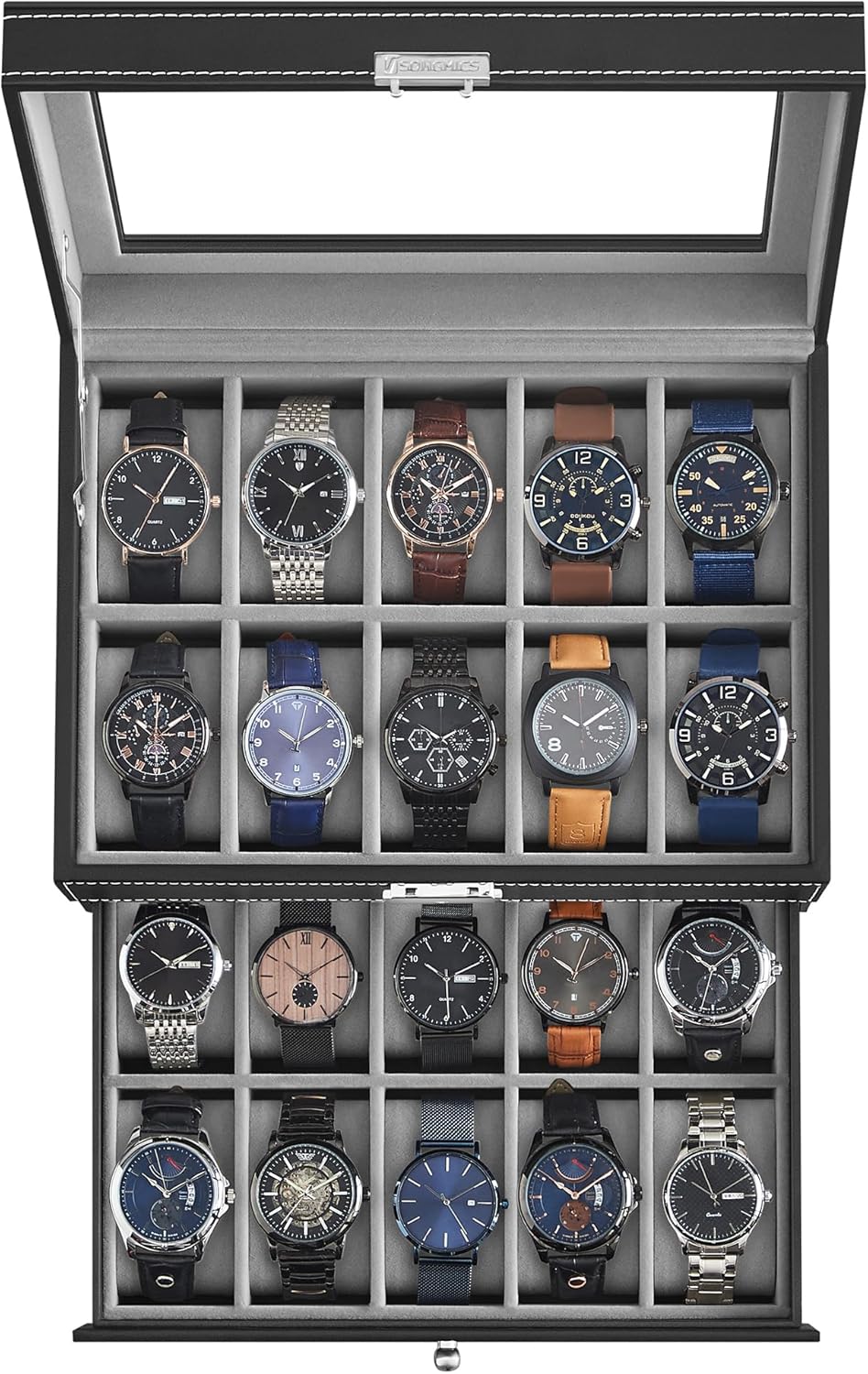 SONGMICS Lockable Watch Box - Organize & Display Watches