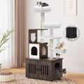 Cat Tree with Litter Box Enclosure - Space-Saving 2-in-1 Cat Condo