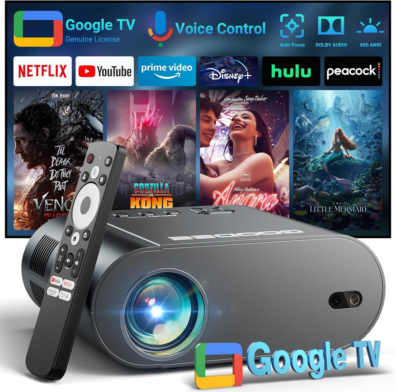 Ultimate Streaming Projector with Keystone Voice Control