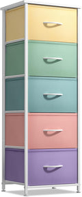 Fabric Dresser for Kids Bedroom - 5 Drawer Tall Storage Tower