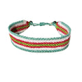 Mens Summer Beach Bracelet Bright Stripes Aqua Lime Green Dark Pink