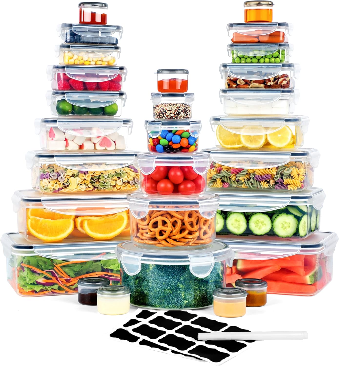 56 Pcs Large Food Storage Containers Set for Kitchen Organization
