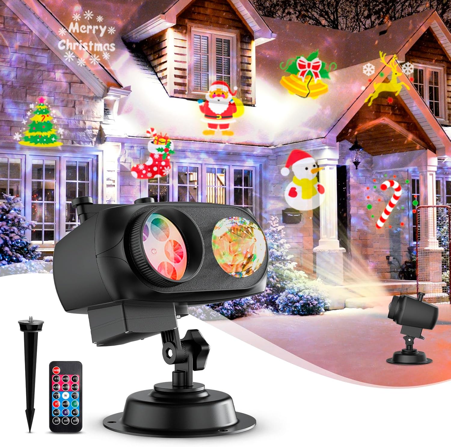 2-in-1 HD Christmas Projector Lights - 80 Patterns, 10 Wave Effects