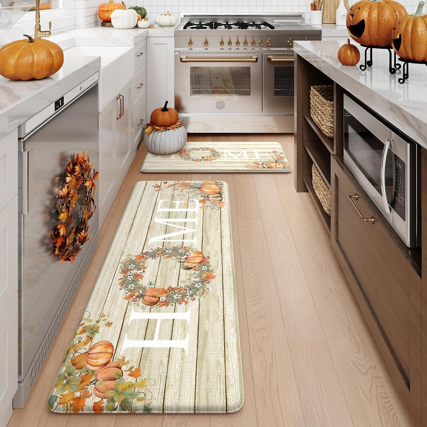 KIMODE Fall Kitchen Mats Set for Anti Fatigue Comfort and Style