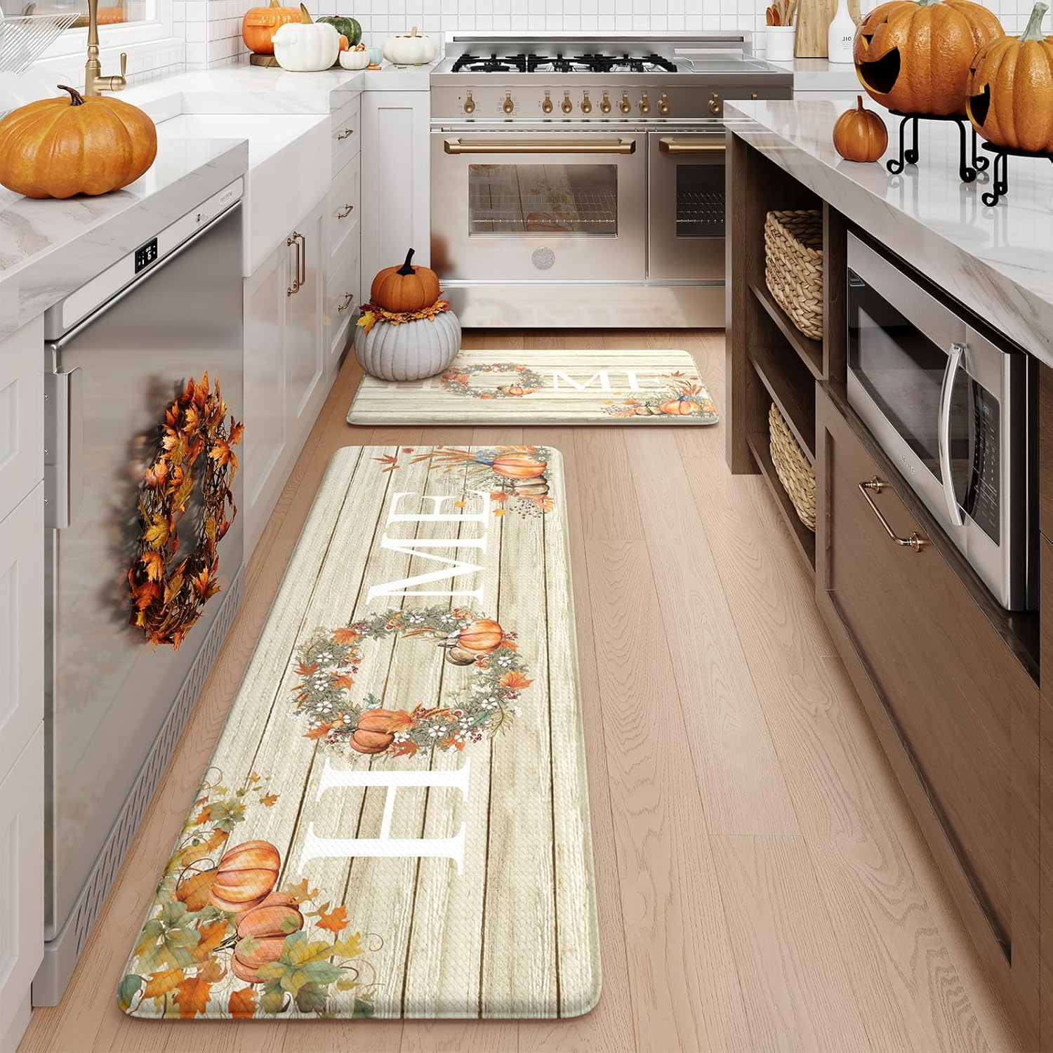 KIMODE Fall Kitchen Mats Set for Anti Fatigue Comfort and Style