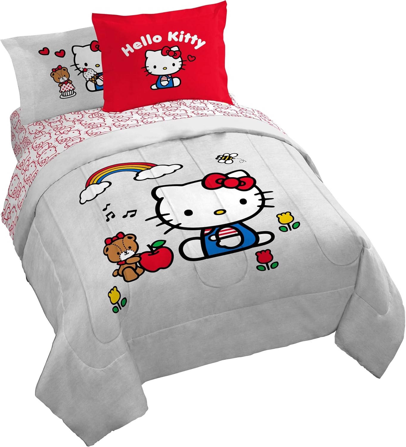Hello Kitty Queen Size Comforter Set - 7 Piece Cozy Bedding