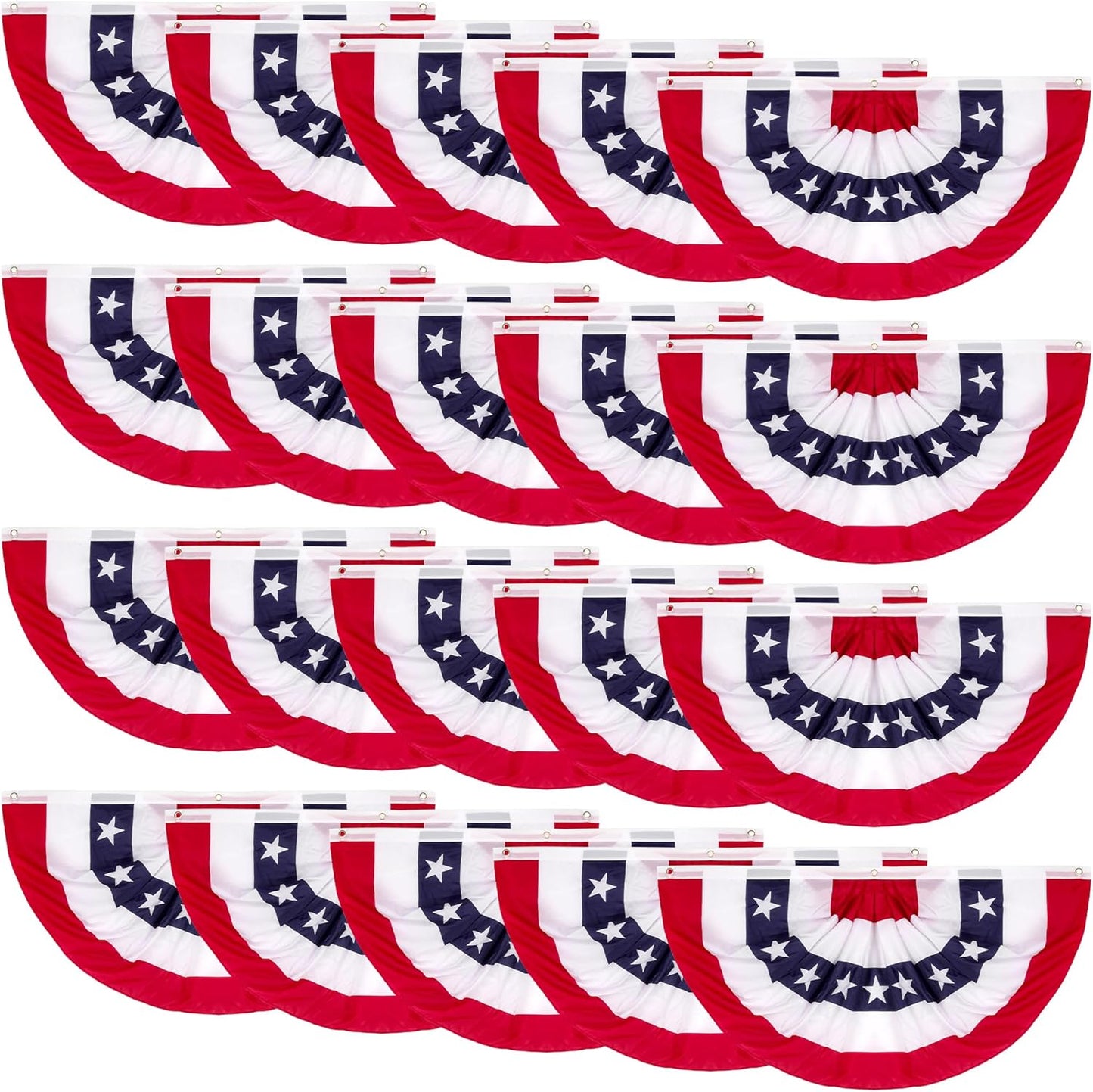 20 PCS 4th of July Decor with Pleated Fan Flags for Celebrations