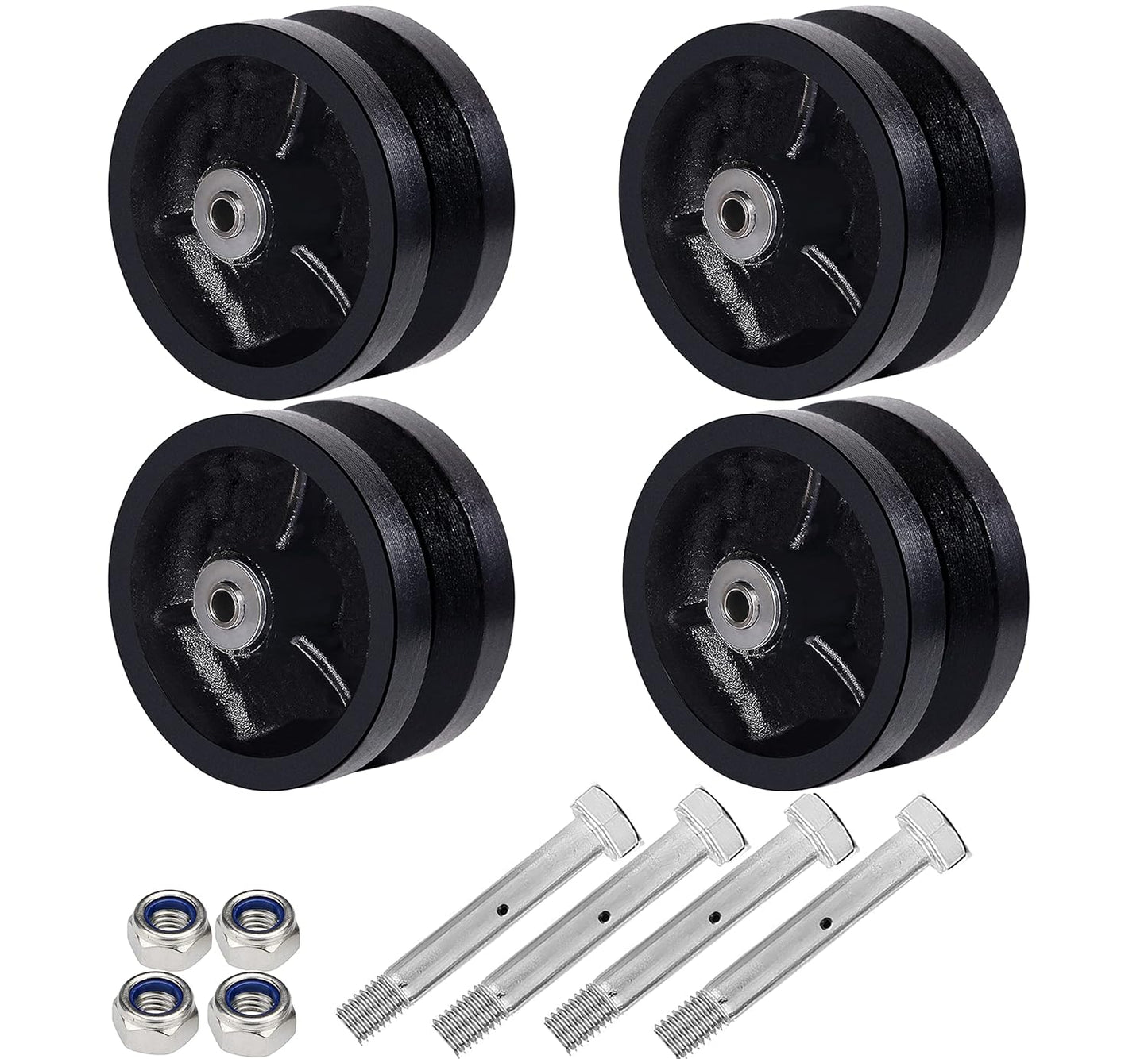 4in V Groove Caster Wheel Set with 2400 lbs Capacity for Heavy Use
