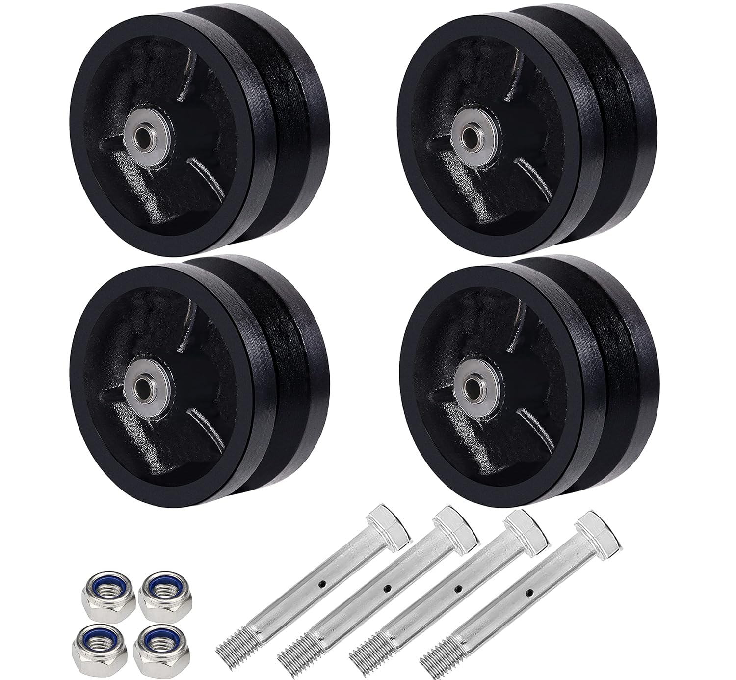 4in V Groove Caster Wheel Set with 2400 lbs Capacity for Heavy Use