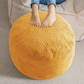 Round Stuffed Pouf Ottoman 20x20x15 in - Plush Corduroy Footrest
