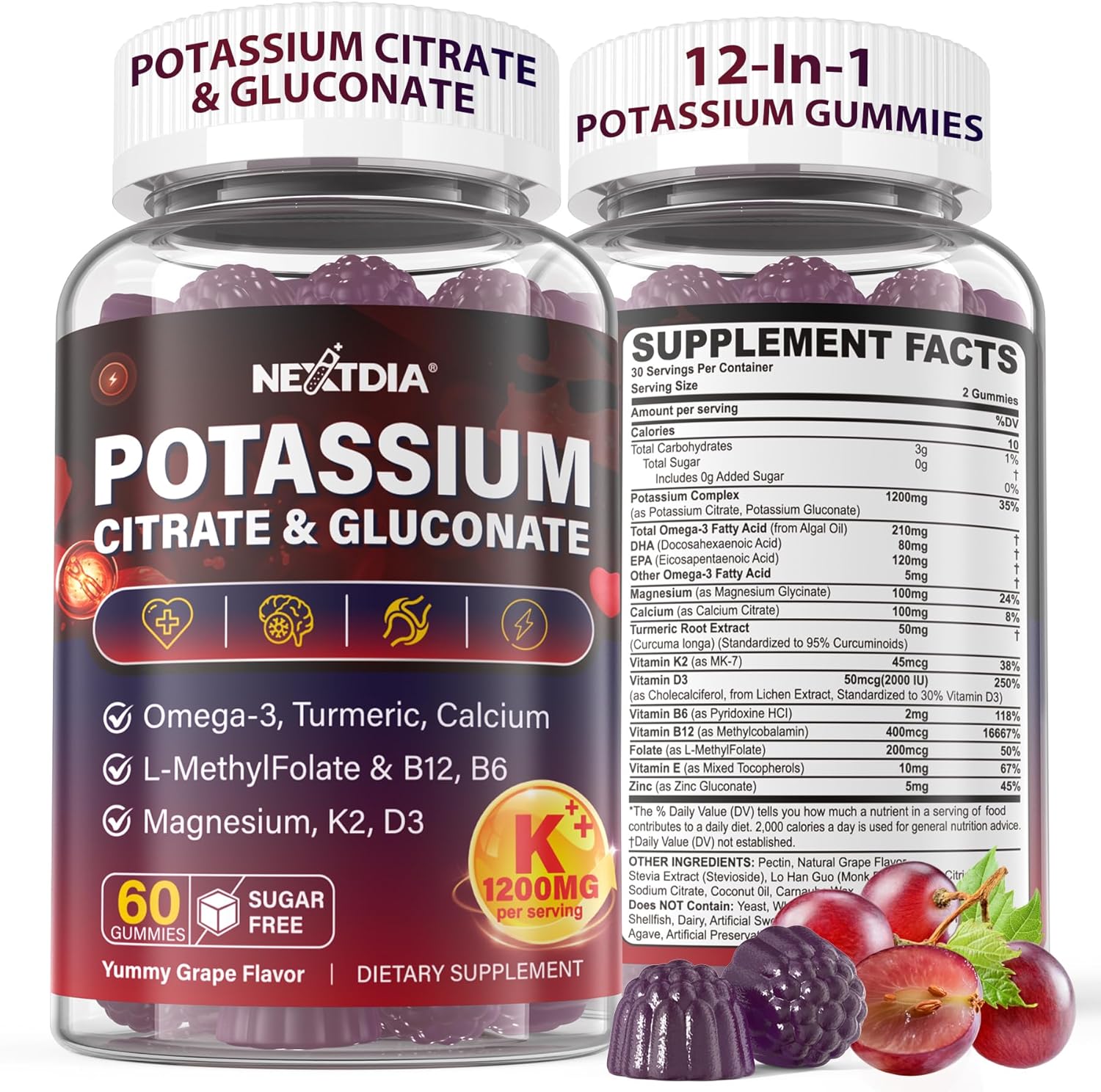 Potassium Citrate and Gluconate Gummies for Heart Health