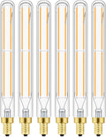E12 LED Tube Bulbs T6 Filament 6W Dimmable Warm White - Pack of 6