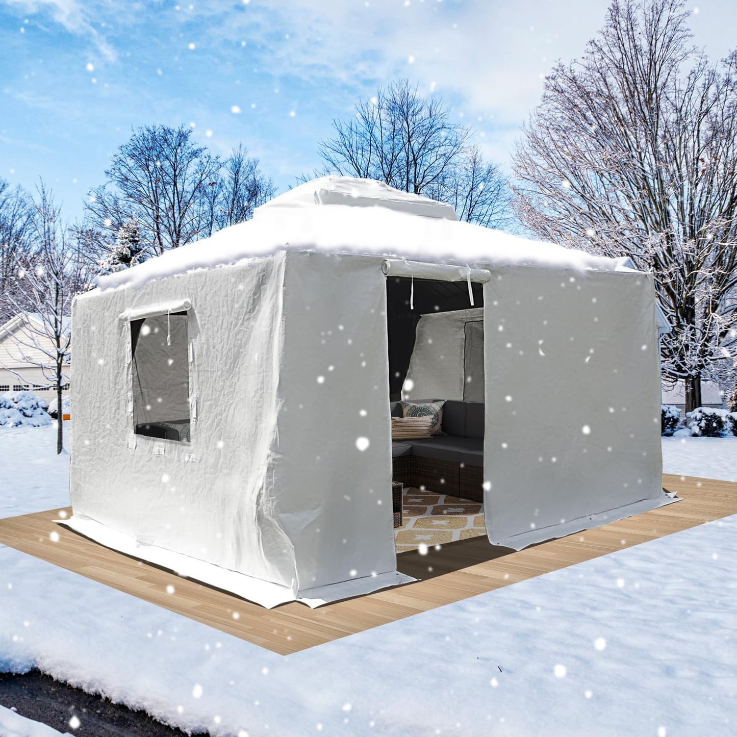 Domi 10ft x 13ft Universal Winter Gazebo Cover for All Seasons