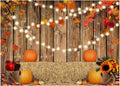 Thanksgiving Photo Backdrop 10x3 ft Autumn Retro Board - Studio Prop