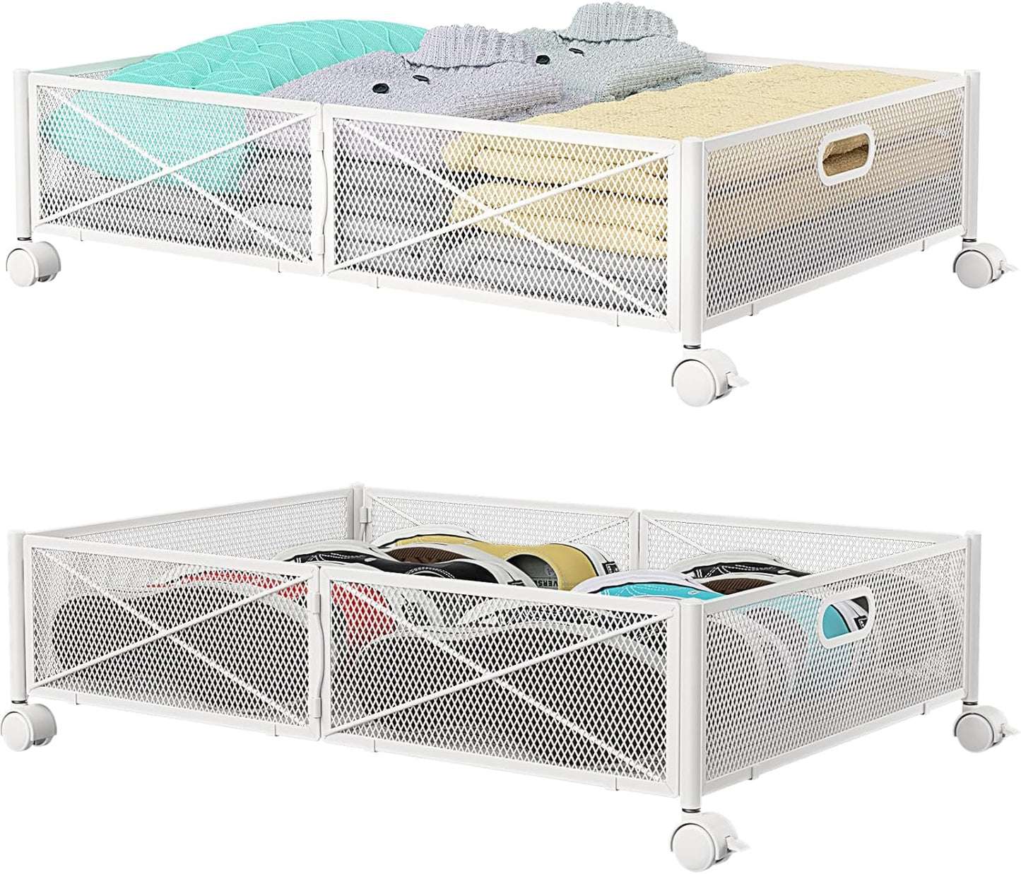 PHINOX Under Bed Storage with Wheels for Clothes and Shoes