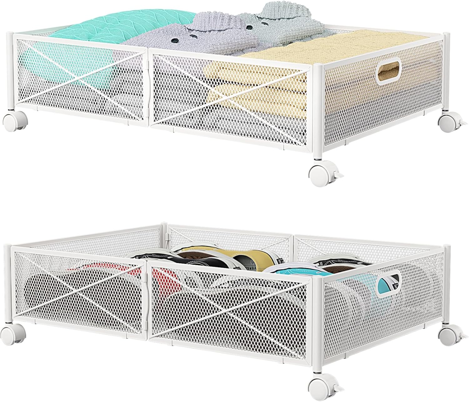 PHINOX Under Bed Storage with Wheels for Clothes and Shoes