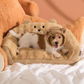 Cute Cat Couch for Pets - Fluffy Bear Design Supportive Dog Couch