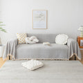 Grey Sofa Cover for Couch 91ft x 134ft - Tassel Chenille Herringbone