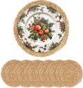 Round Woven Placemats Set of 6 - Boho Rattan Table Mats
