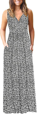 AUSELILY Women's Sleeveless Maxi Dress Deep V Neck - Comfortable Fit