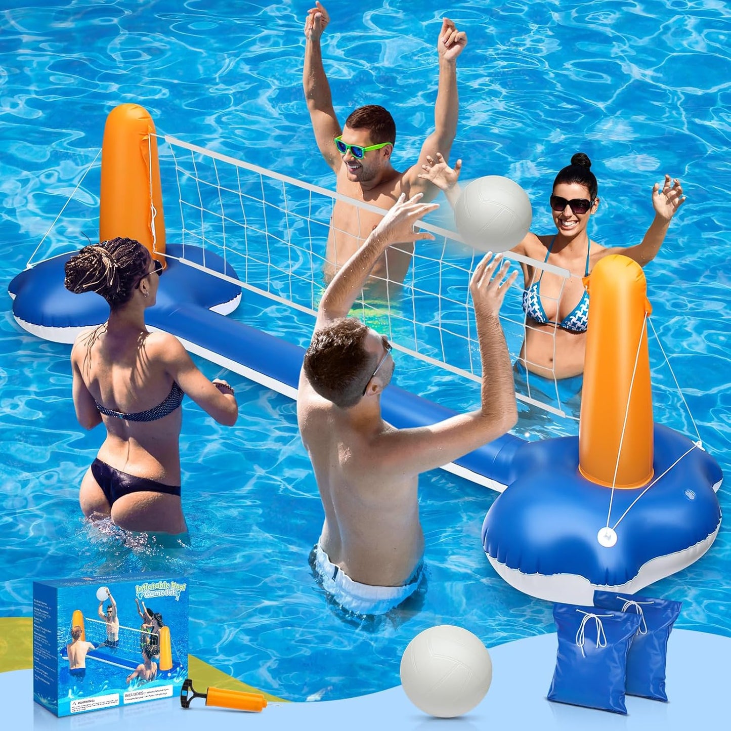 Inflatable Pool Volleyball Net Set for Fun Summer Games