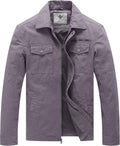 WenVen Men's Casual Canvas Cotton Military Lapel Jacket - Durable 5