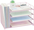 OPNICE Desk Organizer 4-Tier Paper Tray File Organizer - Pink