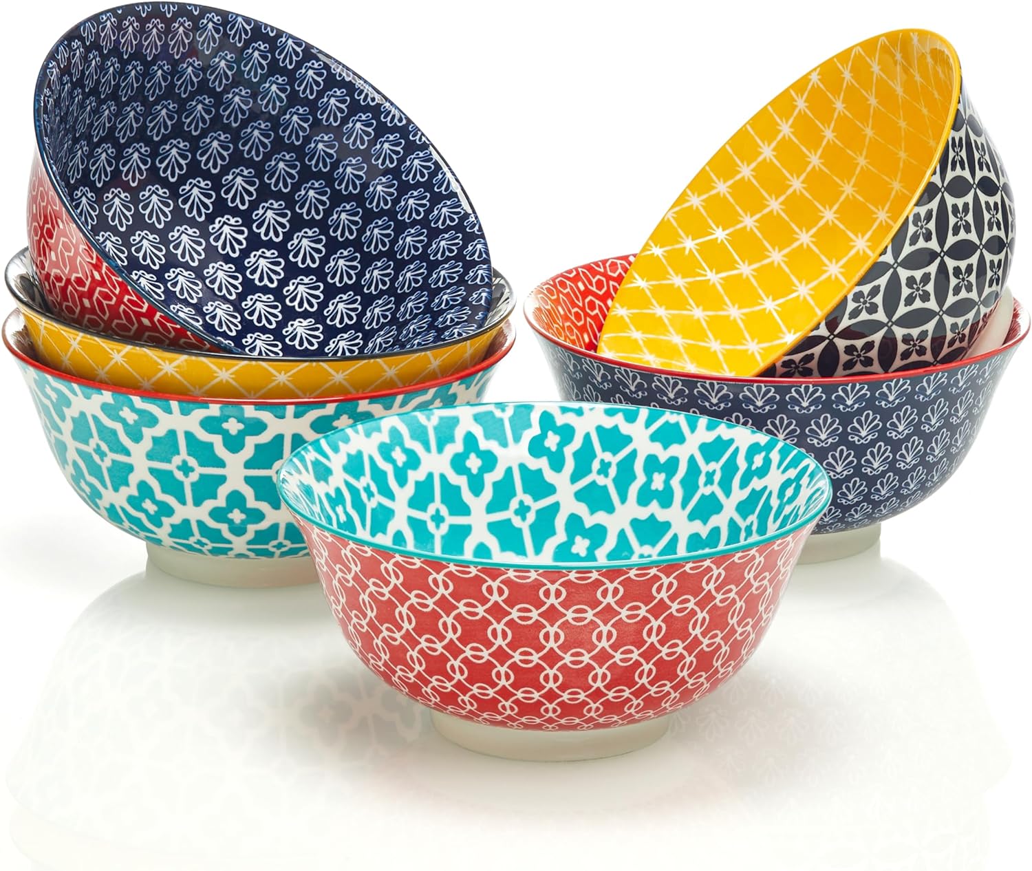 DOWAN Mosaian 33 OZ Large Bowl Set of 6 for Kitchen Use