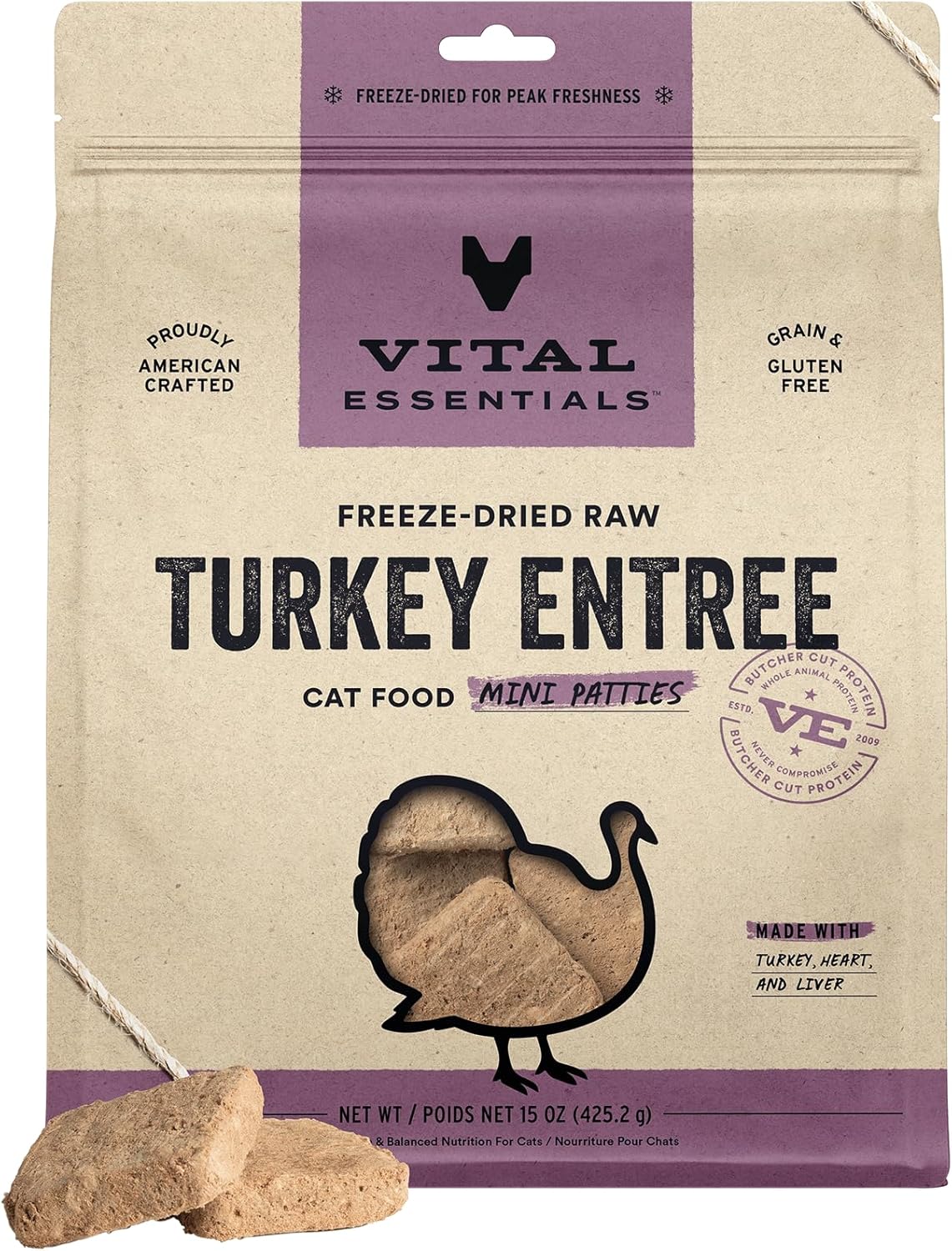 Vital Essentials Freeze Dried Raw Turkey Cat Food for Cats