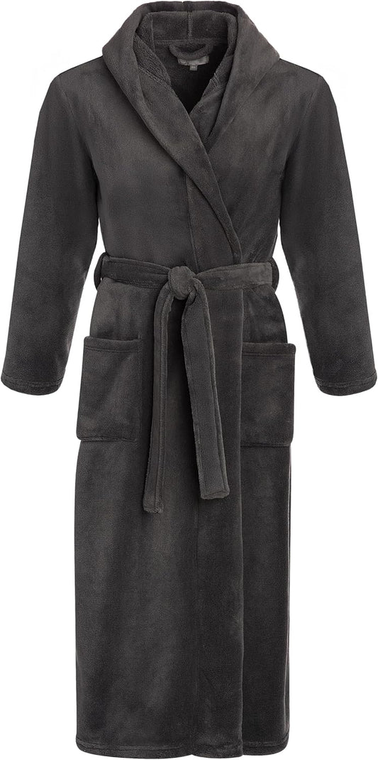 Plush Fleece Hooded Mens Bathrobe for Big and Tall Comfort
