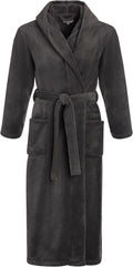 Plush Fleece Hooded Mens Robe in Graphite Gray - Big & Tall