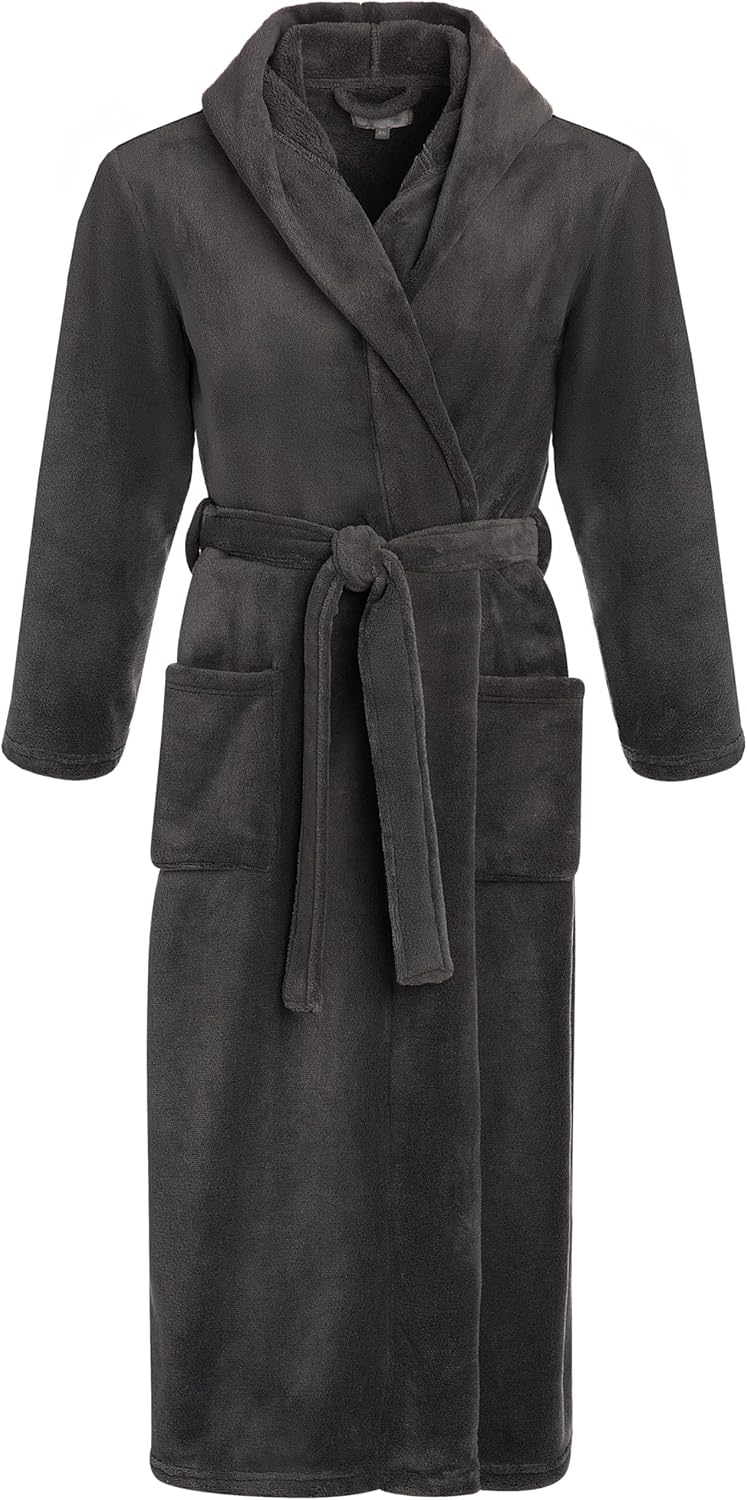 Plush Fleece Hooded Bathrobe for Men - Big and Tall Size