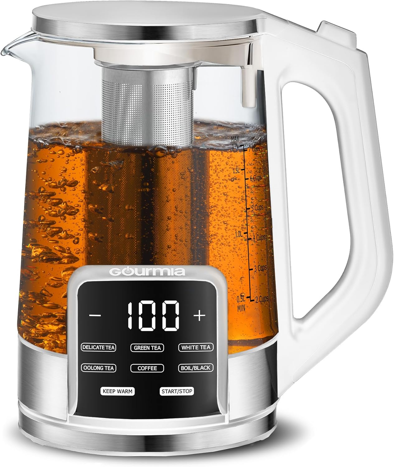Gourmia Electric Programmable Glass Kettle with Temperature Control