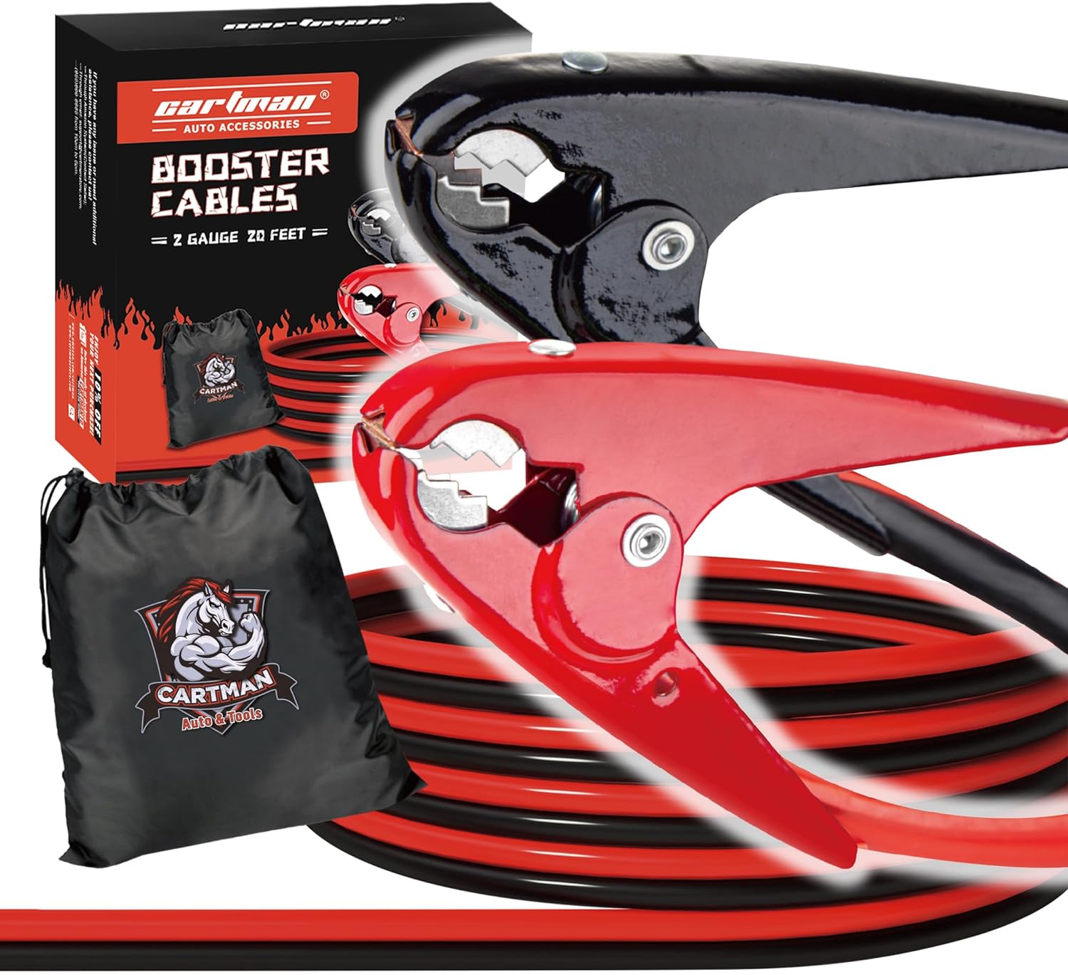 CARTMAN 2 Gauge 20Feet Jumper Cable for Heavy Duty Use