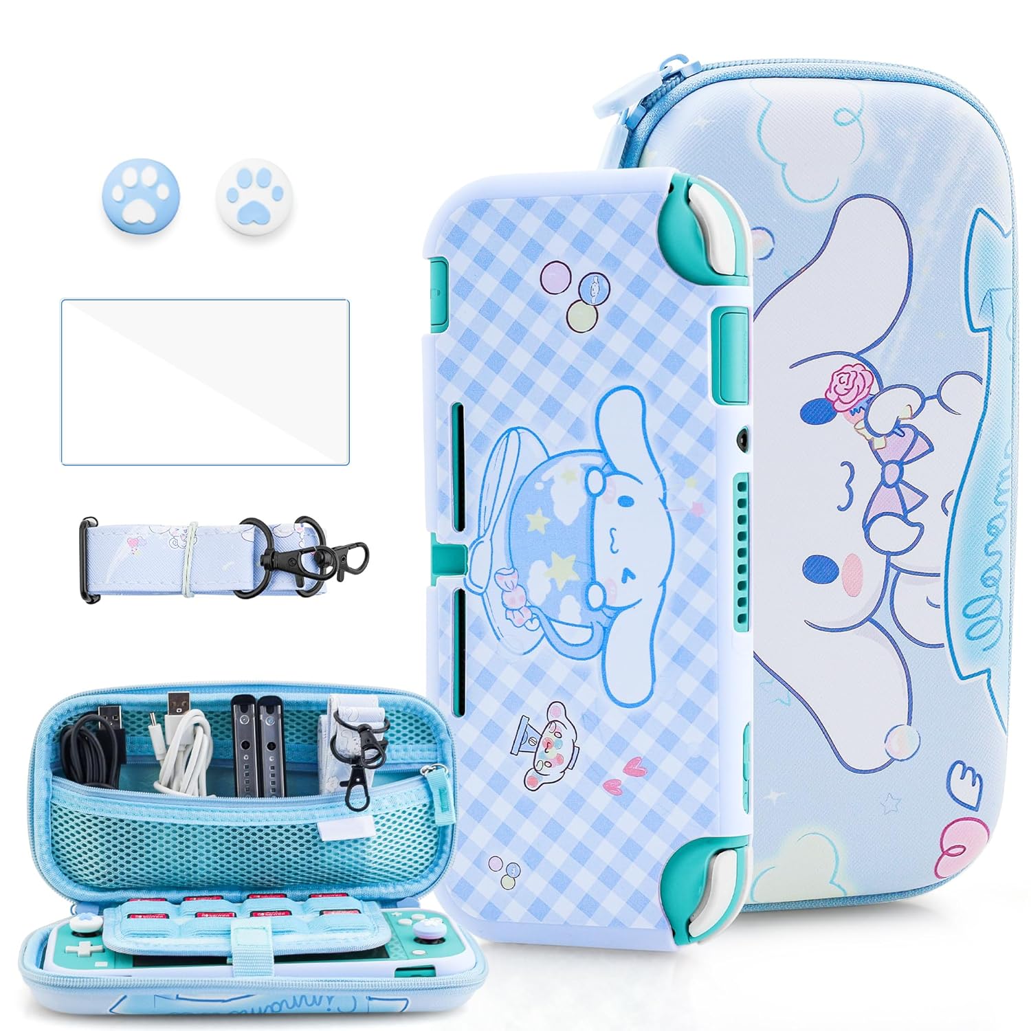 Cute Switch Lite Carrying Case with Cartoon Dog Design Set