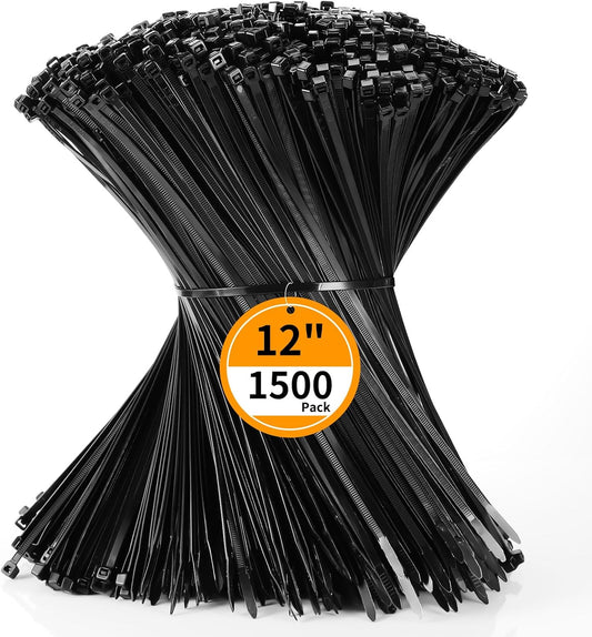 Heavy Duty 12 Inch Cable Zip Ties for Indoor and Outdoor Use