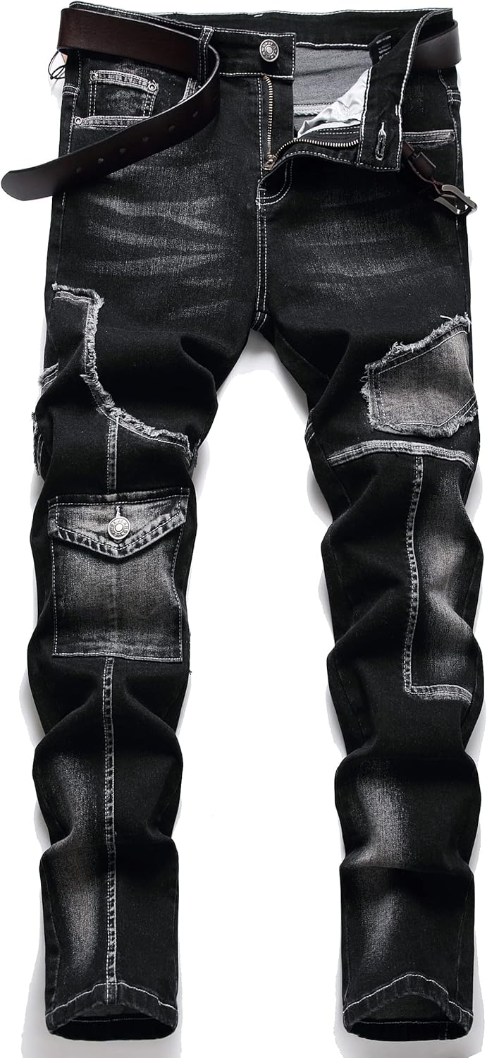 XIMXIMMTIAN Men's Biker Moto Distressed Slim Fit Jeans Review