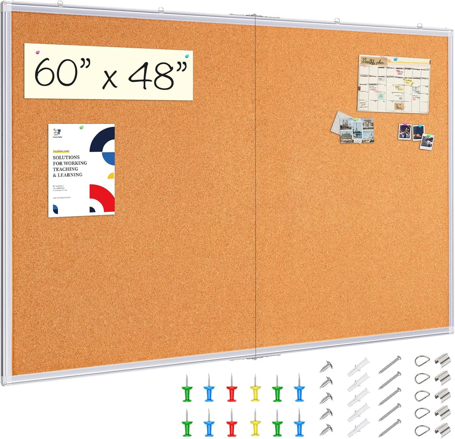 Large Cork Board 60 x 48 in for Home Office and School Use