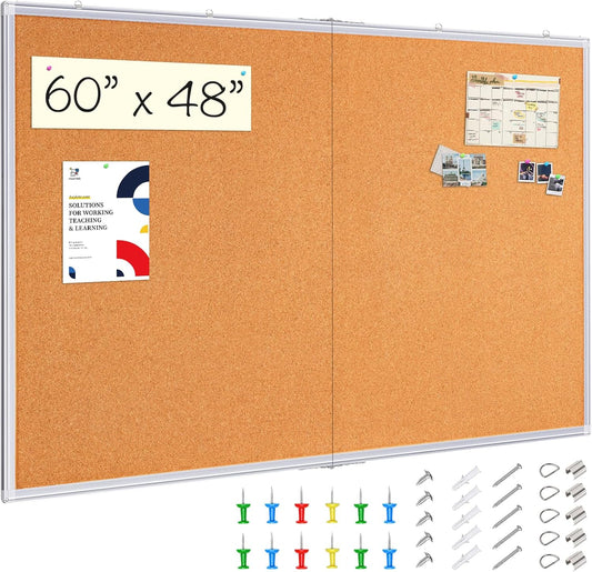Large Cork Board 60 x 48 in for Home Office and School Use