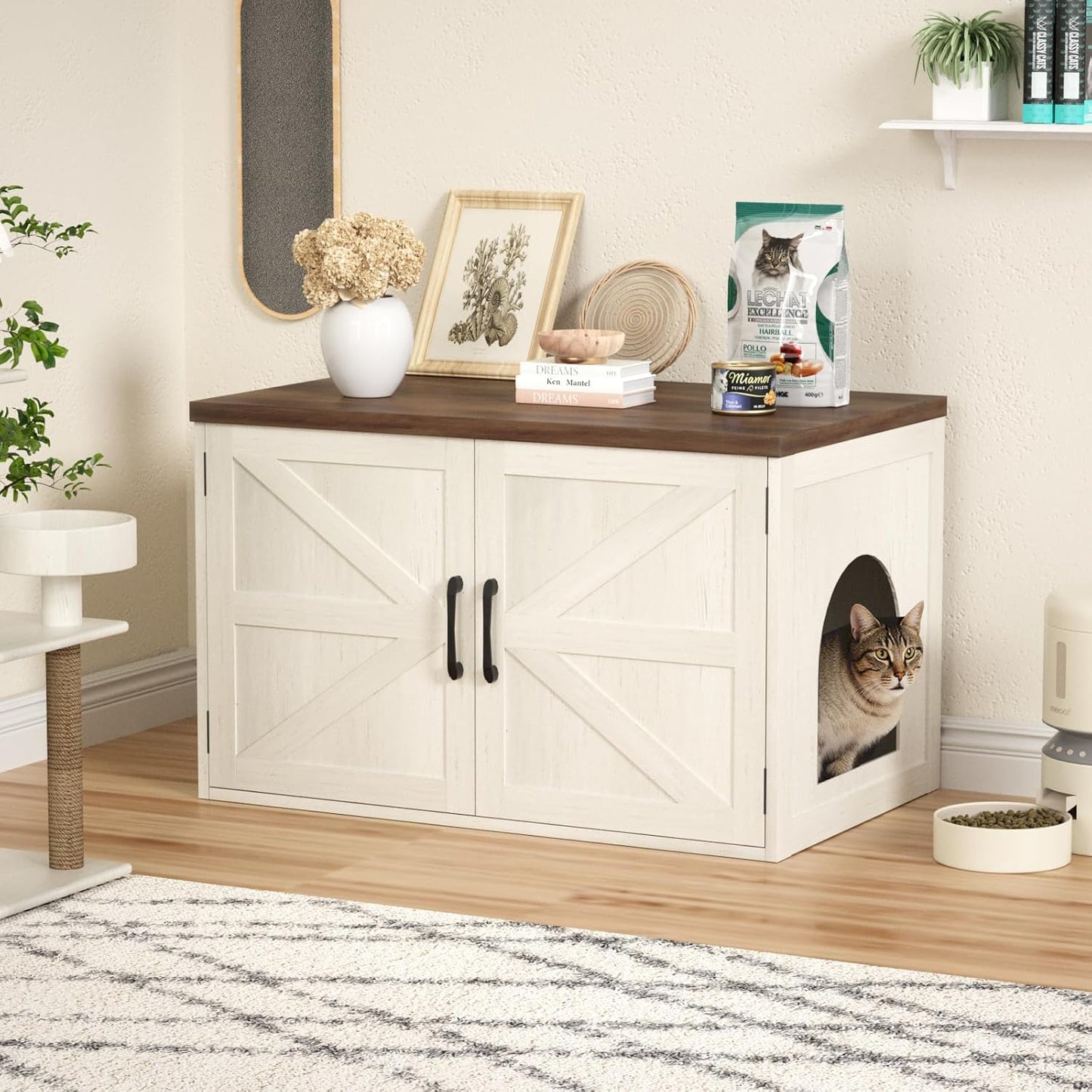 Farmhouse Hidden Litter Box Enclosure for Stylish Cat Spaces