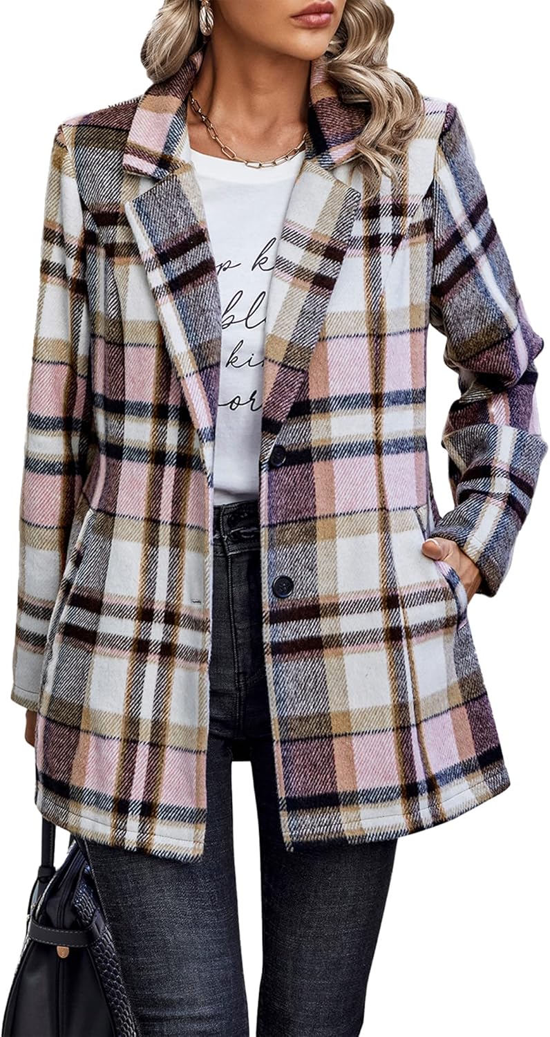 Trendy Women Plaid Shacket Jacket for Fall and Winter Wear