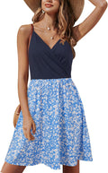 Womens Floral Wrap Midi Sundress - V Neck Backless Beach Dress