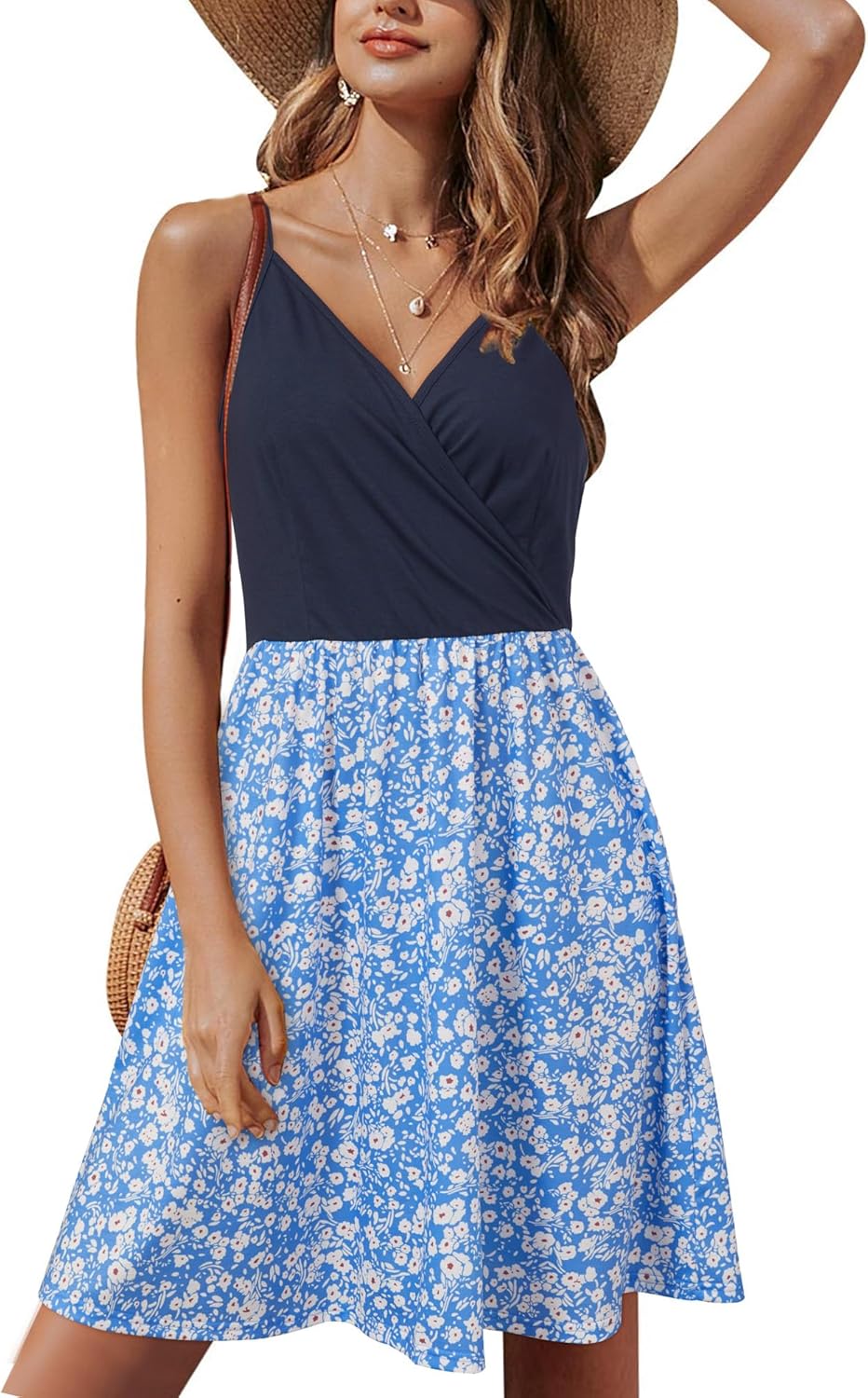 Stylish Floral Wrap V Neck Backless Midi Dress for Summer Fun