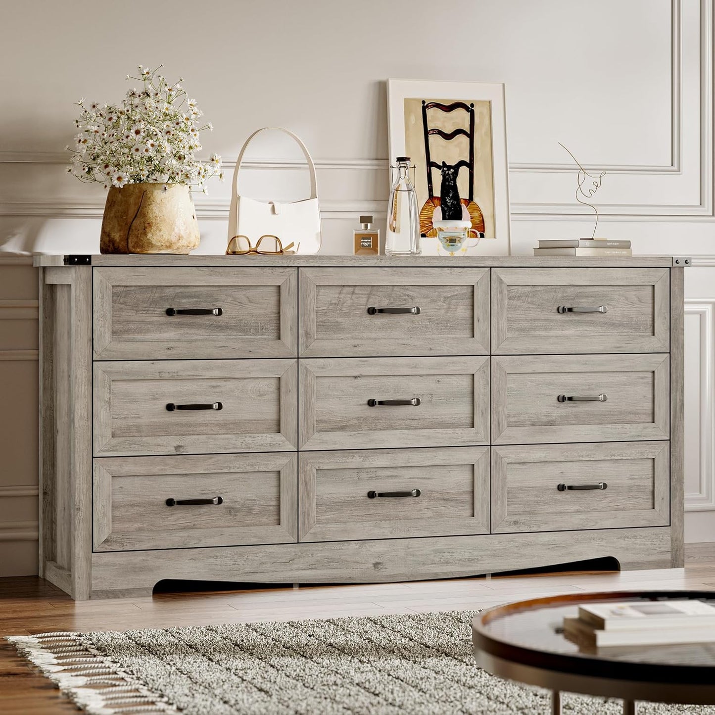 Modern 9-Drawer Dresser for Bedroom and Home Office Storage