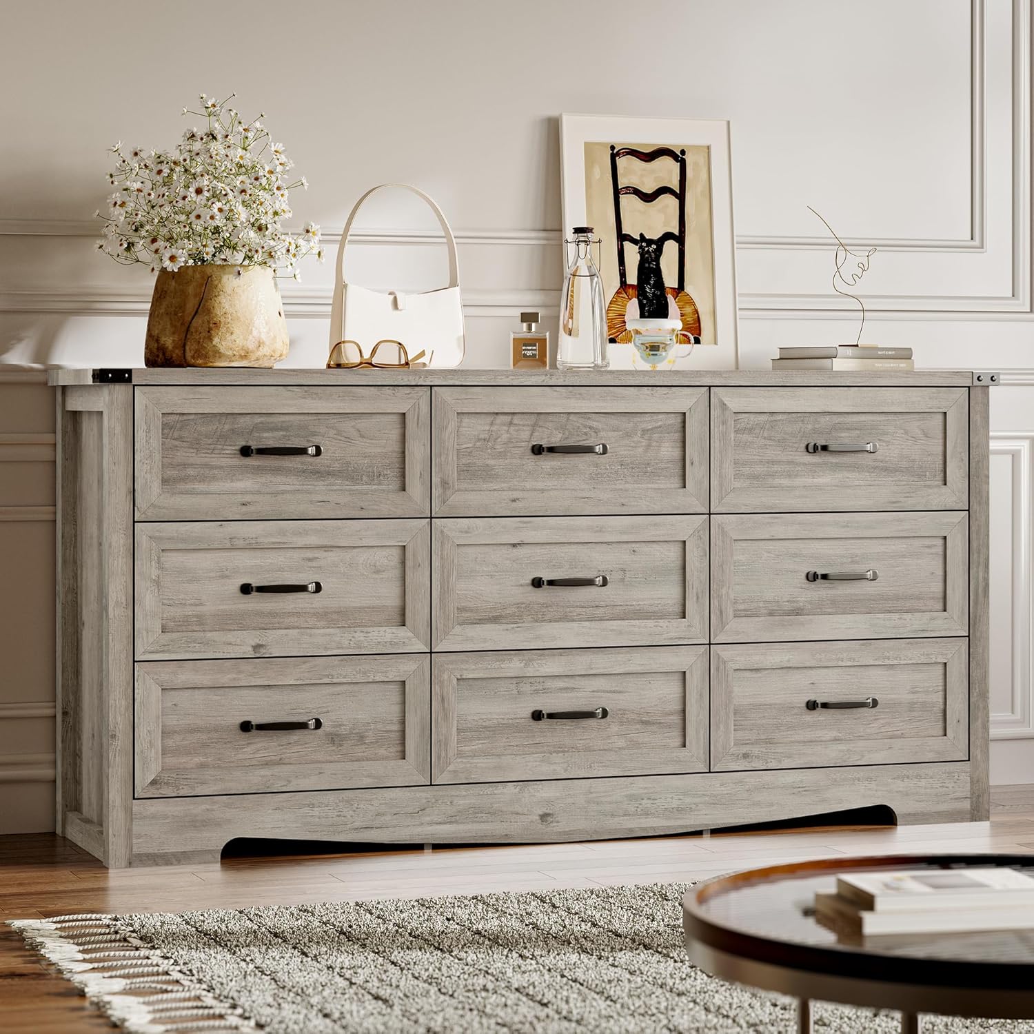 Modern 9-Drawer Dresser for Bedroom and Home Office Storage