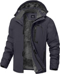 Mens Thermal Waterproof Ski Jacket with Removable Hood - Warm Fleece