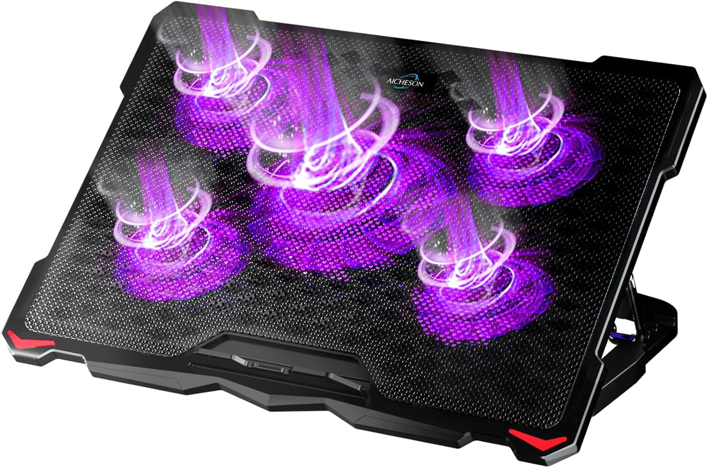 5-Fan Laptop Cooling Pad with Purple Lights