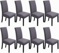 Dining Chair Stretch Slipcovers 8 Pack - Durable Dark Grey Fit