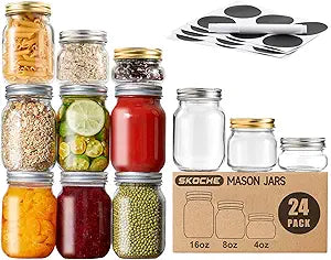Mason Jars Variety Pack for Canning, Preserving, and Decor