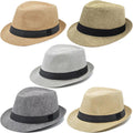Cuban Fedora Sun Hats 5 Pack - Short Brim Unisex Party Fedoras